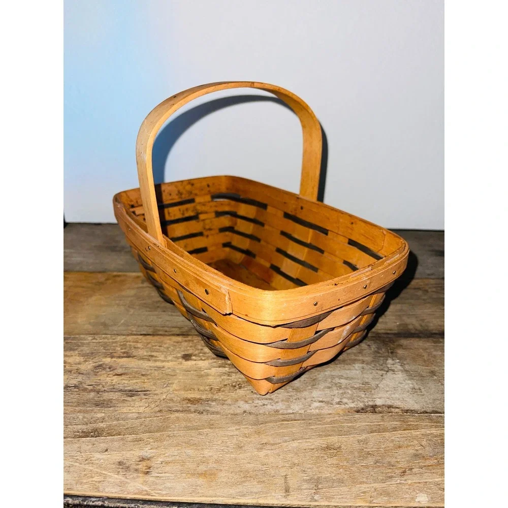 LONGABERGER 1992 Harvest Gathering Basket w/ Single Handle Signed & Dated Vtg